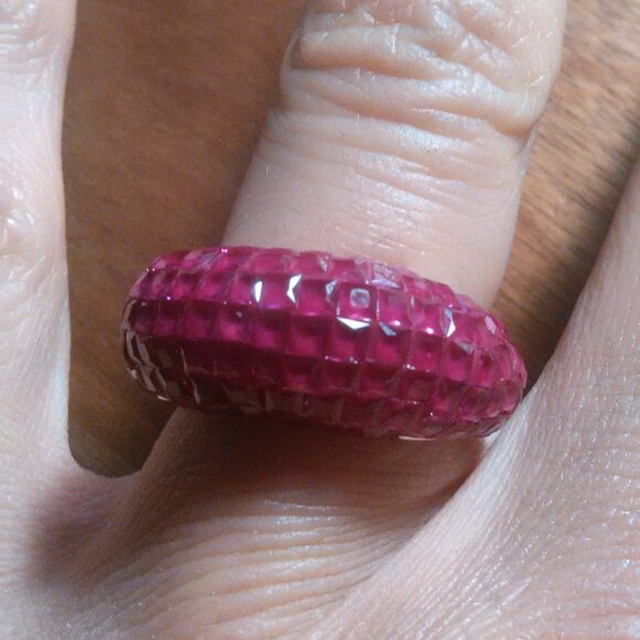 Simulated Ruby Color Diamond Sterling Silver Ring (Size 6) - Picture 1 of 16